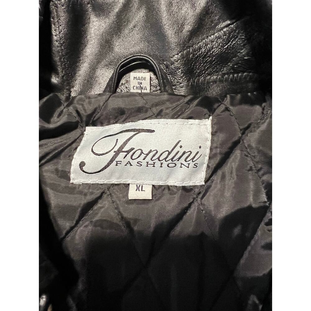 Vintage Fondini Leather Jacket Mens XL Black Patchwork Lyle’s Liquor NWT - Picture 3 of 12